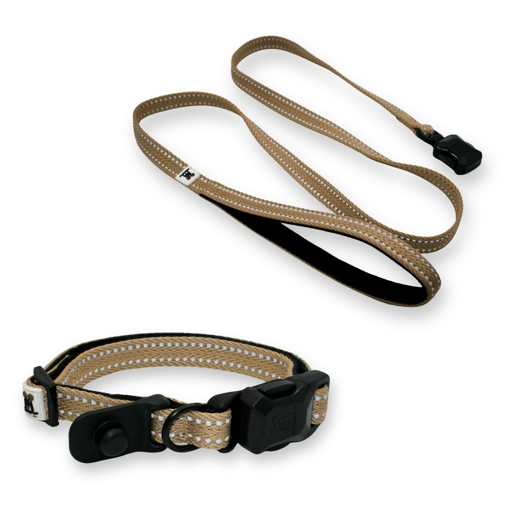 Slim Desert Tan Collar and Leash Set